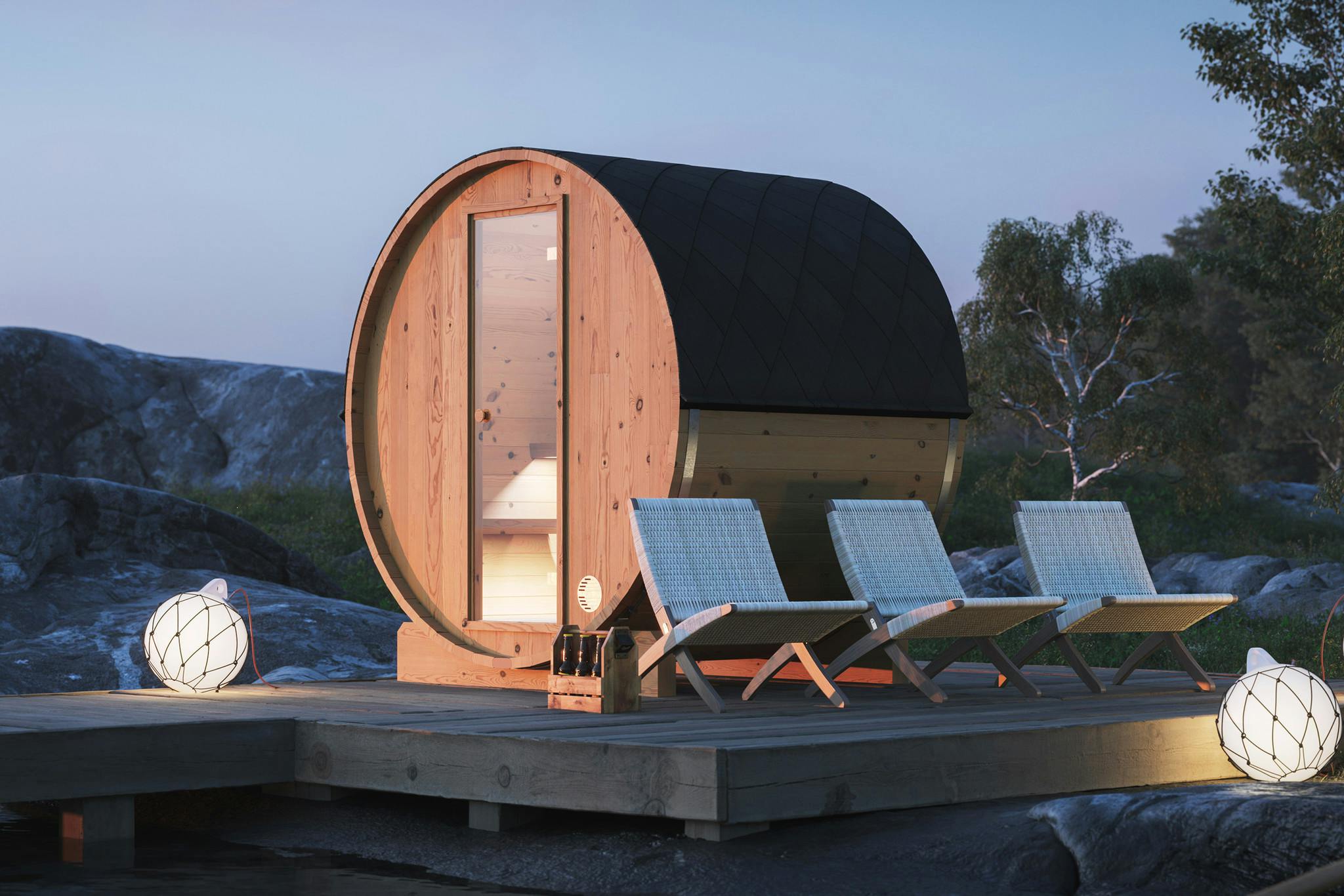 Edda 2-4 Person Compact Outdoor Barrel Sauna (3.1m²)